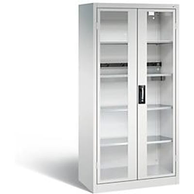 C+P Basic batterijlaadkast met kijkvenster van acrylglas, H 1950 x B 930 x D 500 mm, lichtgrijs
