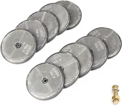 10 Stuks Ronde Reflectoren met Schroefbevestiging voor Caravan, Truck en Trailer - Wit Catadioptrische Reflectoren voor Veiligheid en Zichtbaarheid