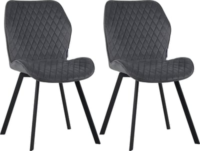 Colenis® - Rio eetkamerstoel - Set Van 2 - Grijs - Fluweel - Velvet - Industrieel - Stoel