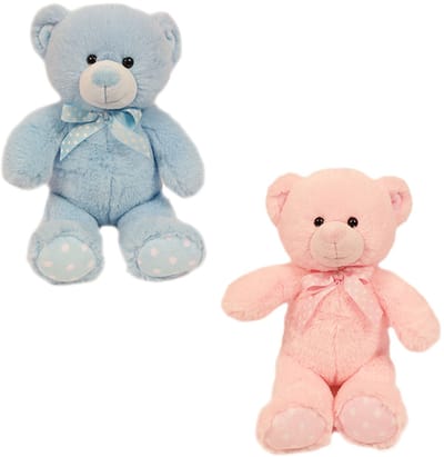 PIA Soft Toys-Set van 2 Pluche Beer Knuffels 2 ass. 20 cm blauw - roze