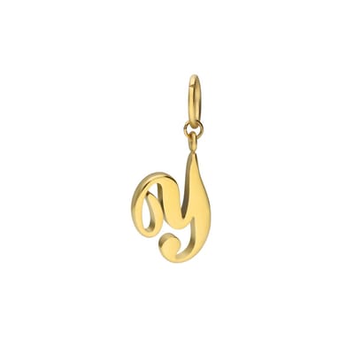 Lucardi Dames Stainless steel goldplated letterhanger voor dames - Hanger - Staal - Goudkleurig
