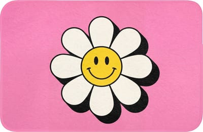 WC mat 60x40 cm - Antislip - Smiley - Bloem - Roze - Toiletmat - Vloermat - Douchemat - Toilet tapijt - Toiletmatten
