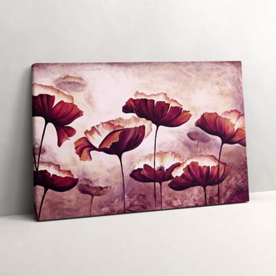 Wallfluent Foto Op Canvas Bloemen bloeiende klaprozen - 60 x 40 cm - Roze Schilderij Canvas - Bloemen en Planten Canvas Foto - Natuur Print Op Doek - Bloemen en Planten Schilderijen Op Canvas Doek