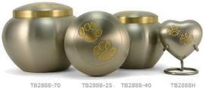 Odyssey urn Kleur tin grijs met goud kleurig ingelegde dierenpootjes Large