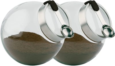 APS Voorraadpot Glas met Lepel - Aromadicht - Vaatwasserbestendig - Edelstaal/Siliconen - Set van 2