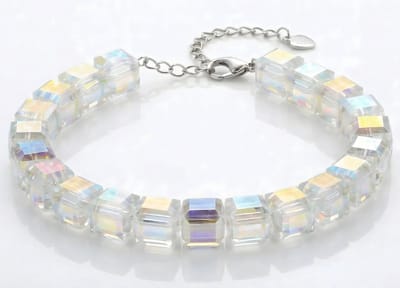 Kristallen Armband Kristal Kralen vierkant met hoogwaardige vierkante kristallen en zilver 925 - Kralenarmband met karabijnsluiting - 16cm t/m 21cm - Inclusief geschenkverpakking van Sophie Siero