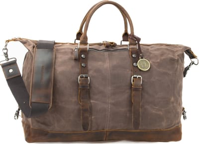 DE LAMASSU® Vintage Canvas Reistas 55 cm – Unisex Weekendtas 42L – Duffel Bag met Echt Leren Details – Waterafstotend