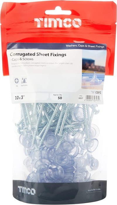 Golfplaat Bevestigingen - Golfplaat Schroeven - Dakbedekking Monteren - Waterdichte Afsluiting - 10 x 3 inch - Helder