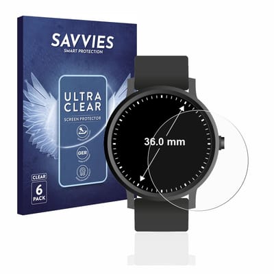Savvies - Screenprotector voor Horloges (Rond, ø: 36 mm) - Folie Beschermfolie transparant 6 Stuks