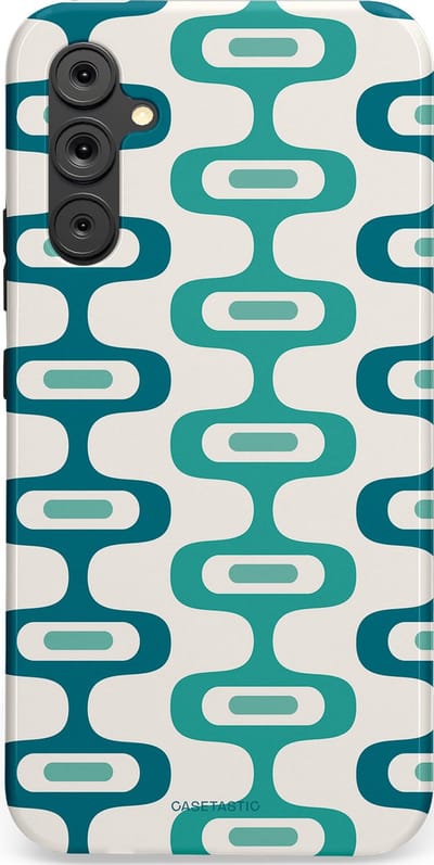 Casetastic hoesje geschikt voor Samsung Galaxy A34 (2023) 5G - Dubbellaagse bescherming - Vormen vibe - Fashion Case - Wit Petrol Lichtgrijs Mintgroen