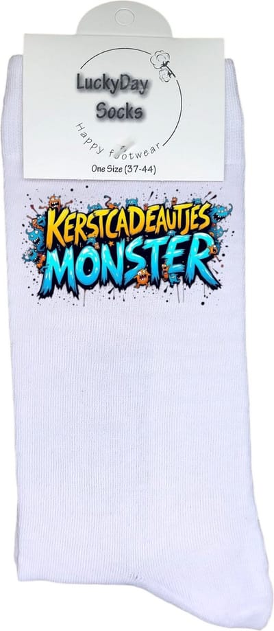 LuckyDay Socks - Grappige Kerst Cadeaus voor Dames en Heren - One Size Sokken met Tekst - Huissokken - Kerstsokken - Geschenk Vrouwen, Mannen , Moeder, Mama, Papa, Vader, Vriend, Vriendin, Zus, Broer, Oma, Opa - Originele Cadeautjes Volwassenen
