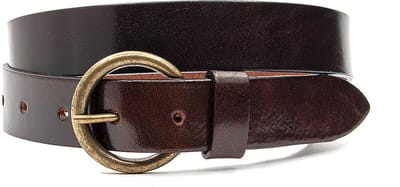 Leren kinderriem bruin glanzend - 3 cm breed - Leer - Jeans riem - Stoer - Maat 80