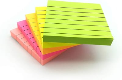 Gestreepte Pastel & Neon Zelfklevende Notitieblokjes - 30 Pads (7.6x7.6 cm) voor Kantoor en School