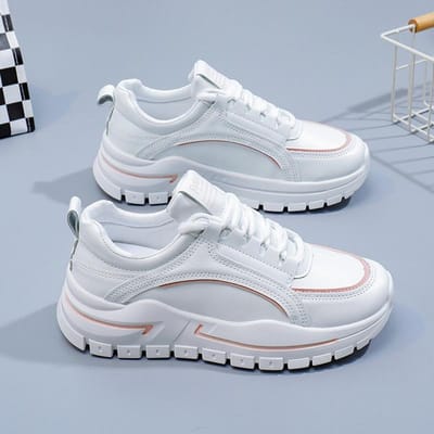 Sportschoenen Dames Lente Nieuw Dikke zool Daddy Schoenen Koreaanse Versie Ronde Neus Antislip Studenten Casual Schoenen 40 white