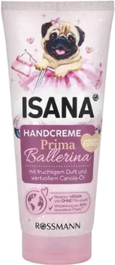 ISANA Handcrème - Prima Ballerina | 1x 100ml - Frambozen- en Aardbeiengeur | Formule met Canolaolie en Glycerine - Vegan