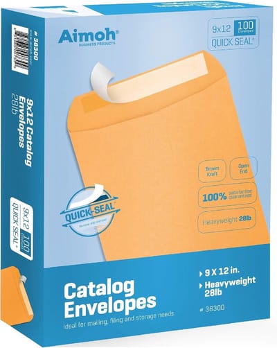 100 Zelfsluitende Enveloppen 9x12 - Sterk Bruin Kraft Karton - Voor Catalogus en Documenten