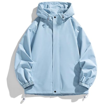 Nieuwe Heren Jas met Capuchon Casual Eenvoudig Windjack Heren Winddicht Waterdicht Bergbeklimjas 3XL white