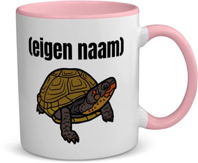 Akyol - schildpad met eigen naam koffiemok - theemok - roze - Schildpad - schildpad liefhebbers - iemand die houdt van schildpadden - verjaardag - cadeau - kado - geschenk - 350 ML inhoud