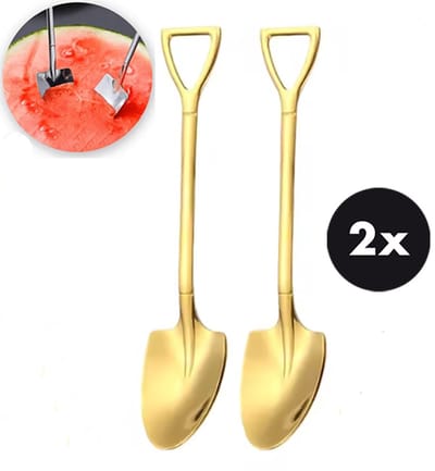 Actie4you® - Gebak Bestek - Dessert Bestek - Schep - Rond Model - Goud – 2 Stuks