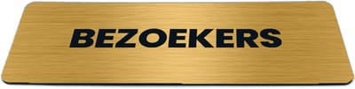 Deurbordje Goud-look met tekst bezoekers - Formaat 150 x 50 mm x 1,6 mm - Zelfklevend | Luxe uitstraling | Geborstelde Gouden toplaag | Gratis Verzending | Decoporta