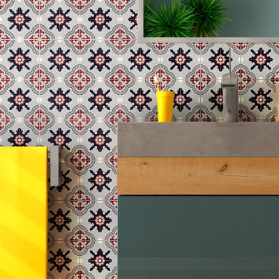 Zelfklevende tegelwandstickers voor keuken en badkamer - 30 cementtegelstickers, AZULEJOS BABITA-stijl - 30 stickers, 20x20 cm
