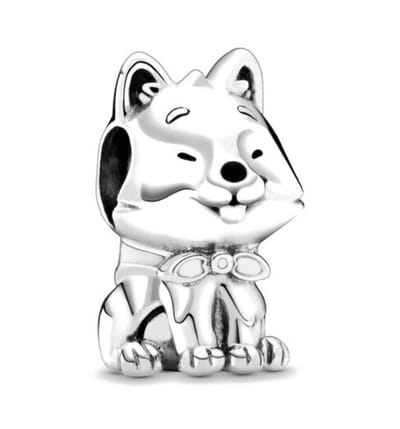 Fler® | 925 Sterling Zilver Bedel | Japan Akita Inu Hond | 925 Sterling Zilver | Zirkonia | Past op populaire bedel armbanden (standaard - 3mm) | armbandbedel | Bedels Charms Beads