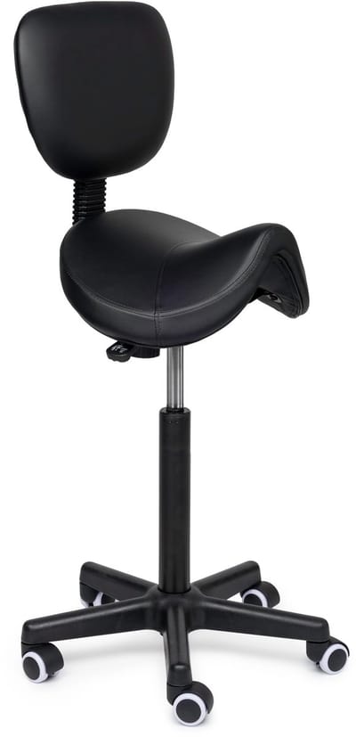 Dailygoods- Zadelkruk Luxe met Rugleuning - Ergonomisch - Zadelkruk op Wielen - Hoge Draagkracht tot 175 kg - Comfortabele Zitting 5 cm - Duurzaam en Stijlvol - Bureaustoel