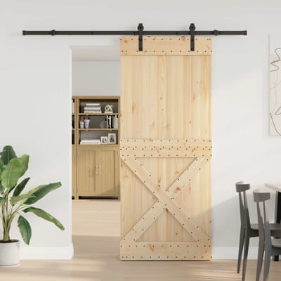 vidaXL - Schuifdeur - NARVIK - 100 - x - 210 - cm - (213,5 - cm) - Naturel - en - Zwart