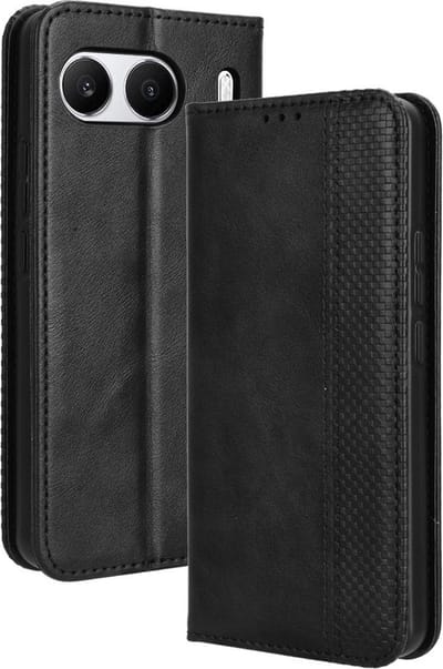 Coverup Hoesje - Geschikt voor OnePlus Nord 4 Hoesje - Coverup Vintage Style Book Case - Zwart