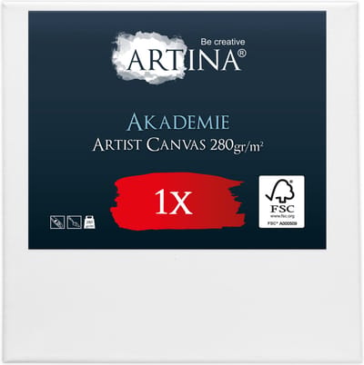 Artina Akademie – Schilderdoeken Canvas 40x40 cm – Spieraam van FSC® Hout – Wit Canvas 100% Katoen – 280 g/m138