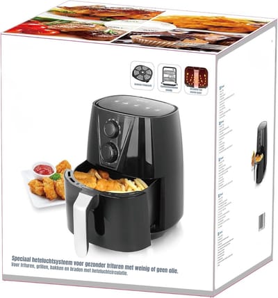 Quvo® Airfryer xl - Airfryer xxl - Heteluchtfriteuse - Frituur, grill, bak en braad- Zwart - ‎26 x 32 x 29 cm