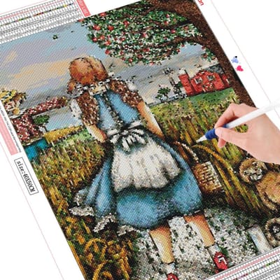 Peinture de diamant de fille, broderie complète de diamants ronds, images de Portrait 20X30 gray