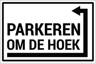 Parkeren rechts om de hoek sticker | 18 x 12 cm