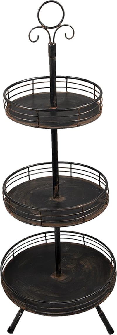 Clayre & Eef Etagère 3 laags 95 cm Zwart IJzer