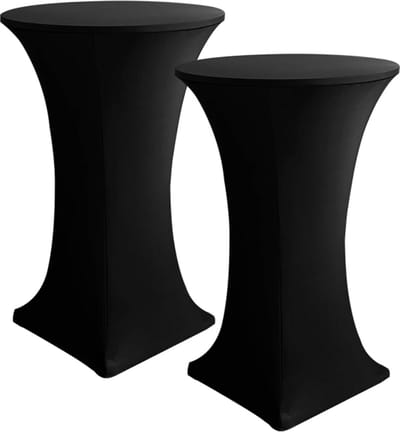 HolidayIdeas Cocktailtafelhoezen, set van 2 - rekbare spandex vierkante hoeken cocktailtafelkleden (zwart, geschikt voor tafels met een diameter van 30 inch x 42 inch hoog)