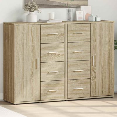 vidaXL - Dressoirs - 2 - st - 60x31x84 - cm - bewerkt - hout - sonoma - eikenkleurig
