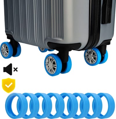 Kofferwiel Beschermers 8x - Siliconen – Set Van 8 Stuks – Siliconen – Bagage Beschermers - Reisaccessoires - Cadeaus voor Hem en Haar - Blauw - Silvergear