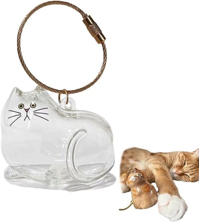 Daity Creatieve sleutelhanger in de vorm van een kattenhaarfles - transparant souvenir - opbergdoos - sleutelhanger - tashanger