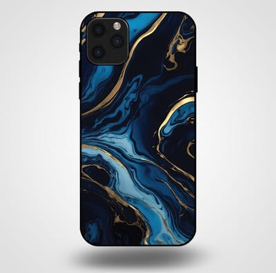 Smartphonica Telefoonhoesje voor iPhone 11 Pro Max met marmer opdruk - TPU backcover case marble design - Goud Blauw geschikt voor iPhone 11 Pro Max