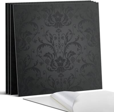 Coloray Wandpanelen Zelfklevend - Elegant plantenpatroon Zelfklevende Wandpanelen - 50 cm x 50 cm - Zwart Wandpaneel PVC - 4 stuks - Mozaïeken Wandpanelen Zelfklevend - Wandpanelen Keuken - Wandpaneel Badkamer