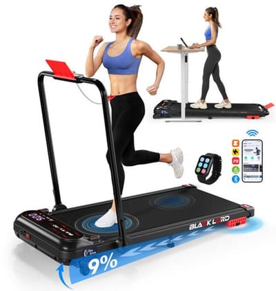 BLACK LORD X7-H - Walking Pad loopband - 3,0 PS EcoDrive™ motor - 15 km/h & 4% helling (3 niveaus) - Bluetooth app-bediening - 39 cm breed loopvlak - Inklapbaar voor onder het bureau
