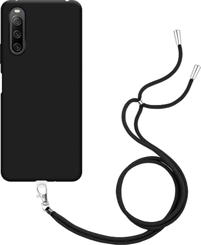 Cazy hoesje met koord geschikt voor Sony Xperia 10 IV Hoesje met Koord - Flexibele Case - Zwart