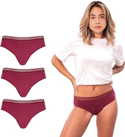 Menstruatie Ondergoed - Onderbroek Hipster - Comfortabel Dagen - Organisch Katoen - 3 Stuks - Zwart