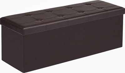 Hoppa! Zitbank - zitkist - zitpoef - voetenbank - hocker met opbergruimte en deksel - 120 L inhoud, belastbaar tot 300 kg, slaapkamer, hal, bruin