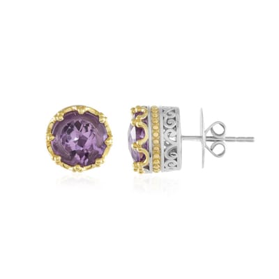 Cavill - Zilveren Oorbellen 925 Sterling Zilver met 4,32 ct Lavendel Amethist - Ronde 9 mm Schaakbord Slijpsel - Elegant Handgemaakt Brazilië