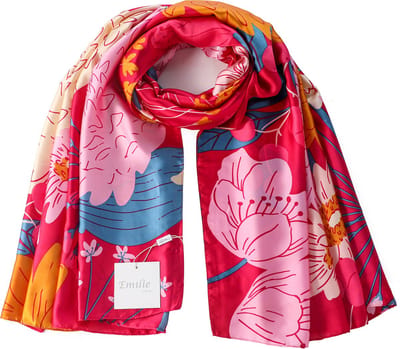 Emilie scarves - sjaal - lang - silky feeling - bloemenprint - fuchsia roze