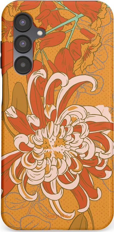 Casetastic hoesje geschikt voor Samsung Galaxy A16 - Dubbellaagse bescherming - Bloemige lente - Fashion Case - Okergeel Terracotta Beige