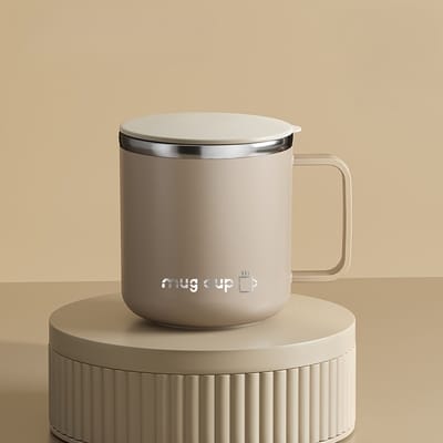 Dutchers® Travel Mug Thermosbeker - Koffiebeker to go - 400 ml - Koffiemok - Koffie beker met deksel - Theebeker - Reisbeker - Dubbelwandig - Roestvrijstaal - RVS - Bruin