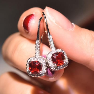 S925 Zilveren Sterling 1 Karaat Diamanten Oorbel Voor Vrouwen Blauwe Saffier Robijn Topaas Zilveren Sieraden Edelsteen Diamanten Oorstekers rood