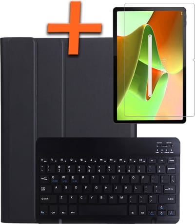 Hoes Geschikt voor Lenovo Tab M10 Plus 3rd Gen Hoes Toetsenbord Hoes Case Book Cover Hoesje Met Screenprotector - Hoesje Geschikt voor Lenovo Tab M10 Plus (3e Gen) Keyboard Hoes - Zwart